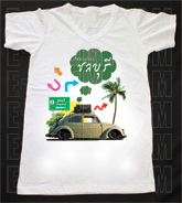 เสื้อยืดคอวีพร้อมสกรีนลายแหล่งท่องเที่ยว ลายชลบุรี